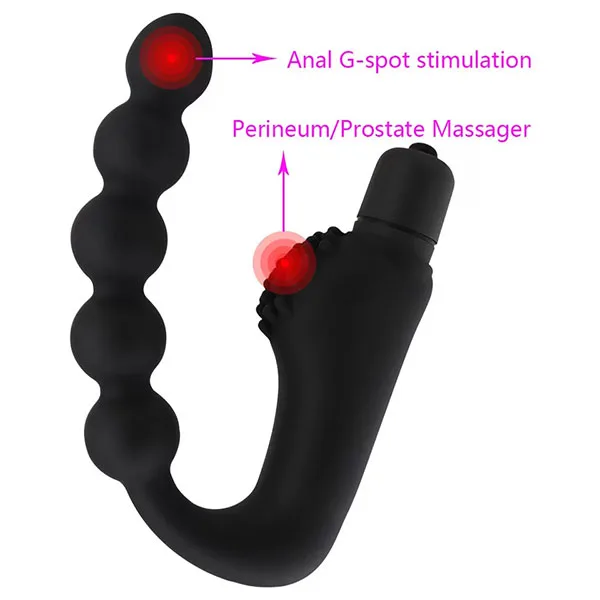 10-Speed Curved Beaded Anal Massager with Detachable Vibrator — photo 4