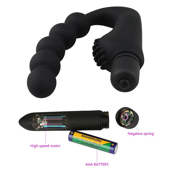 10-Speed Curved Beaded Anal Massager with Detachable Vibrator — photo 5