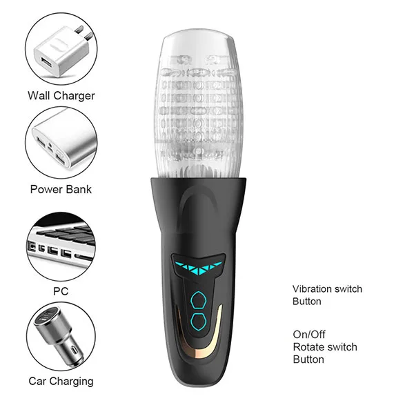 Bellucci 10 Mode Vibrating Rotating Thrusting Male Masturbator Toy — photo 4