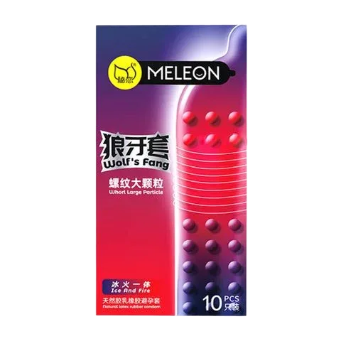 Meleon Wolfs Fang Large Nubs Textured Condoms Box of 10
