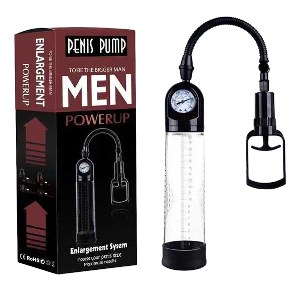 Men Powerup penis pump with pressure gauge enlarge delay