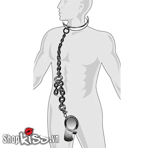 Metal Penis Lock Collar Chain BDSM Male Dominant Bondage Fetish Gear