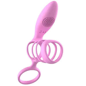 Middle Ribbed Vibrating Cock Ring Prolong Pleasure