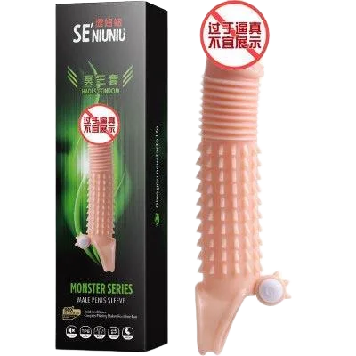 Monster Series Textured Ribbed Vibrating Penis Condom Big