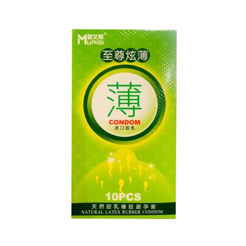 Muaisi Green Strawberry Scented Ultra Thin Condoms Box 10