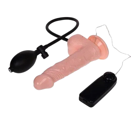 Multi-Level Inflatable Vibrating Silicone Dildo Male Toy