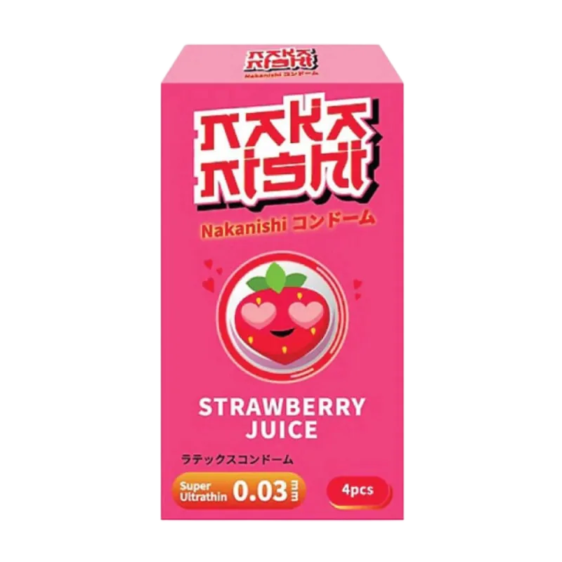 Nakanishi Strawberry Flavored Ultra Thin 0.03mm Condom Box of 4