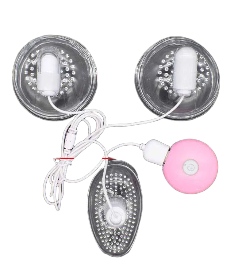 Nipple & Clitoral Massage Vibrator Set - Silicone, Relaxing