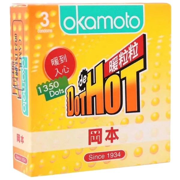 Okamoto Dot de Hot Heat Transfer Ribbed Condoms 3pcs