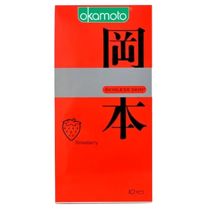 Okamoto Strawberry Flavored Condom 52mm Natural Latex Lubricated