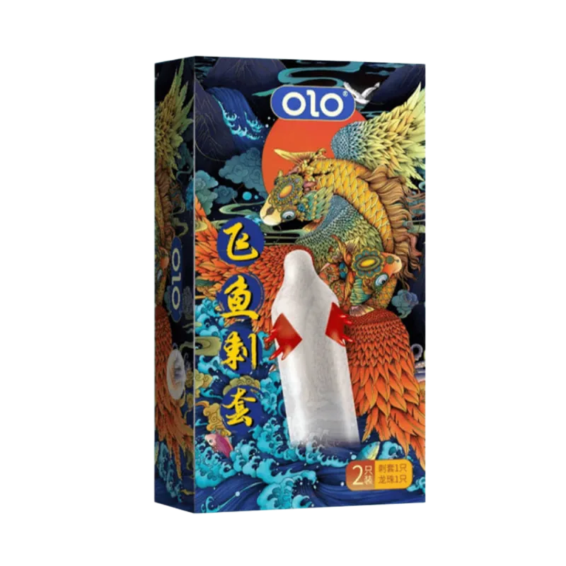 OLO Fish Spine Condom Textured Ultra-Thin Latex Protection