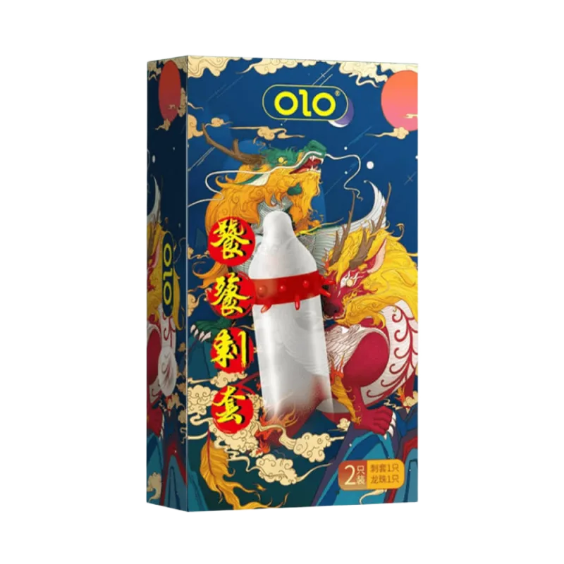 OLO Golden Dragon Condom Textured Spiked Single Pack