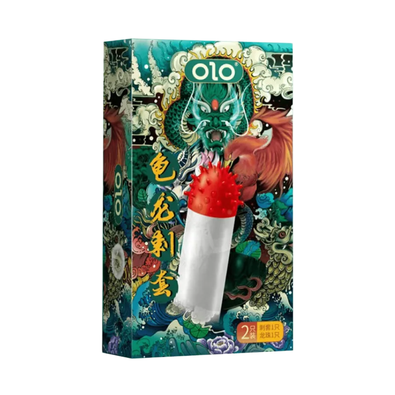 OLO Green Dragon Textured Condom 1pc with Silicone Bead