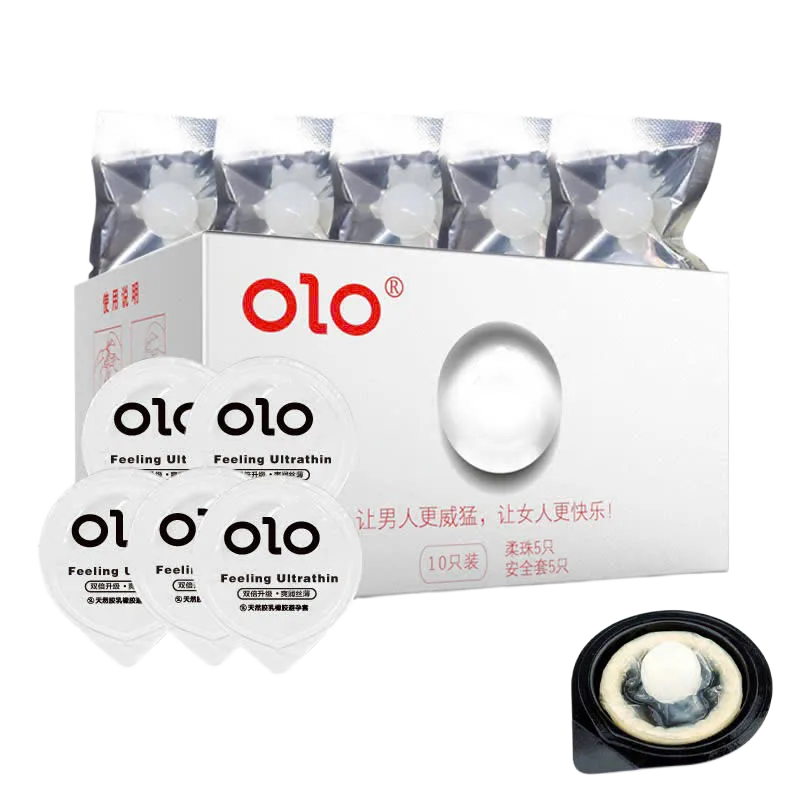 OLO Growth Beaded Condom G Spot Massage 5pcs Enhanced Gel
