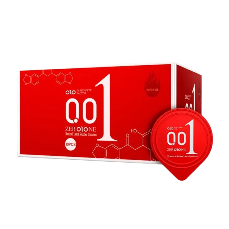 OLO Red 0.01 Ultra Thin Warm Condoms 10pcs