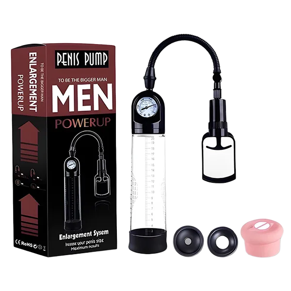 Penis Pump Powerup with pressure gauge for size boost