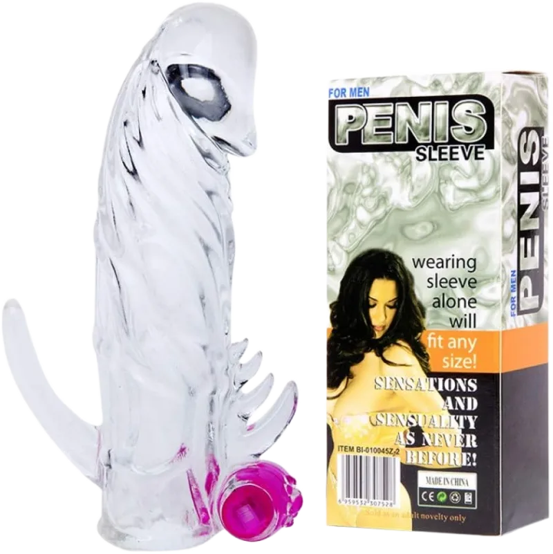Penis Sleeve Ribbed Vibrating Condom Enhance Sexual Pleasure