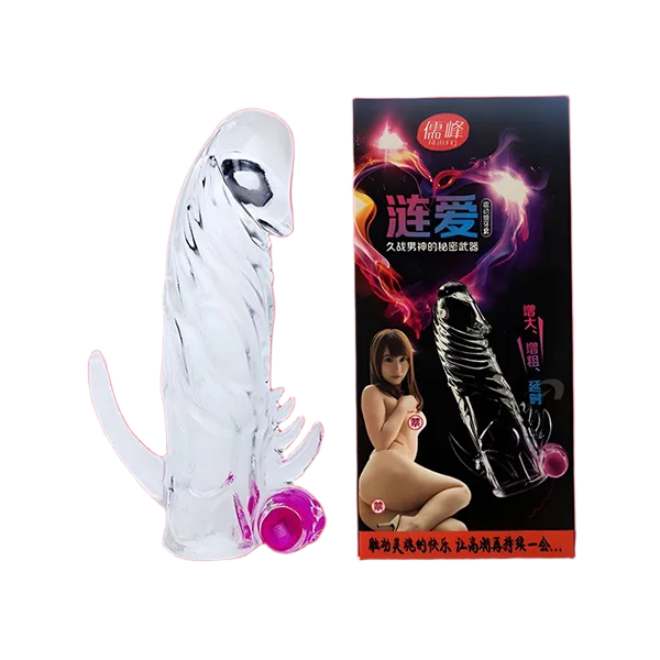 Penis Sleeve with Root Vibe Clear Silicone Enhance Pleasure
