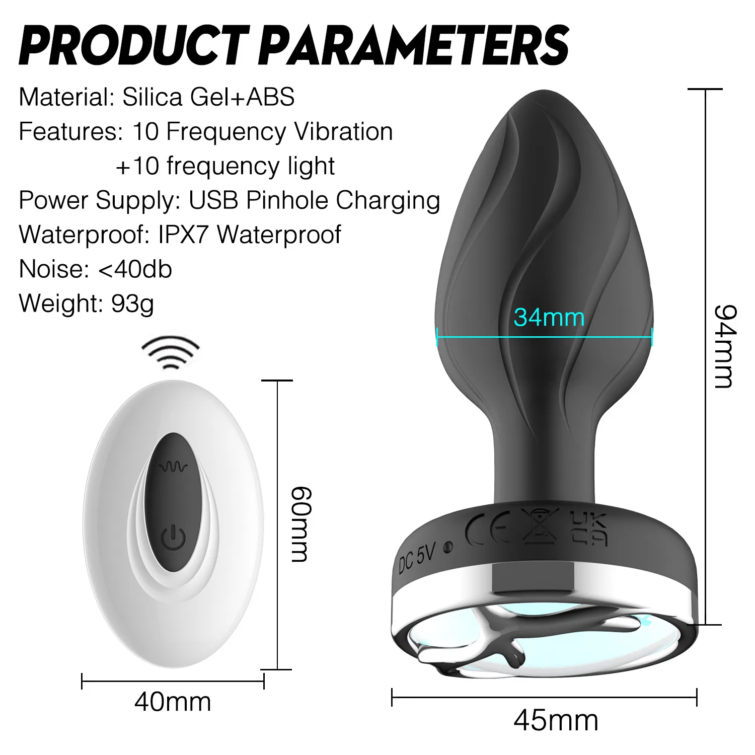 LED Remote Control Powerful Vibrating Anal Plug Silicone — photo 6