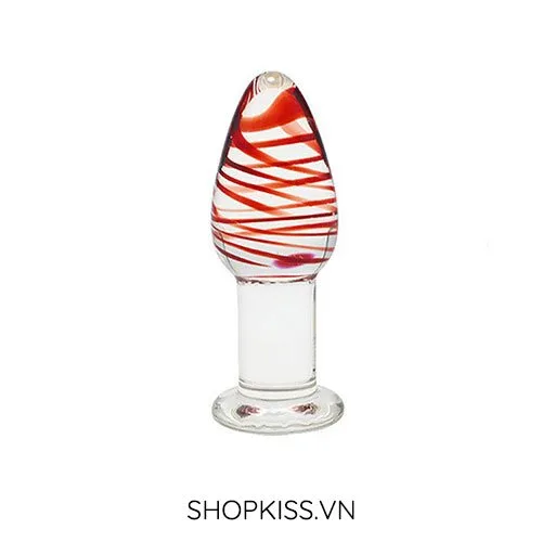 Glass Anal Plug Prostate Stimulator for Gay Men Clear Red — photo 2