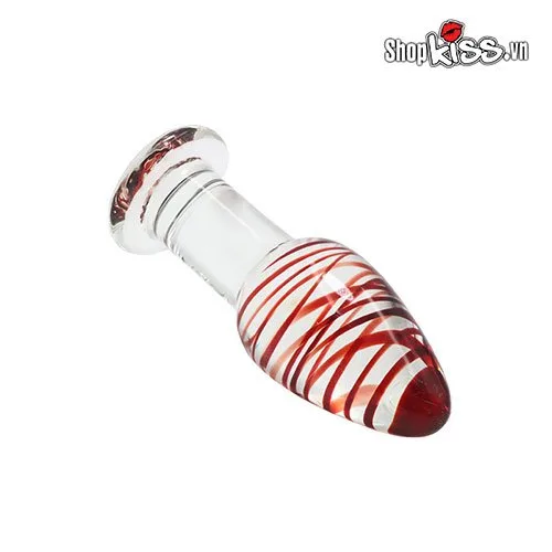 Glass Anal Plug Prostate Stimulator for Gay Men Clear Red — photo 3