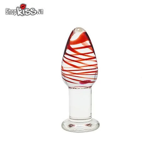 Glass Anal Plug Prostate Stimulator for Gay Men Clear Red — photo 4