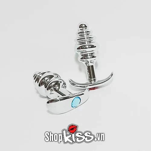 Spiral Gemmed Metal Anal Plug Prostate Sex Toy for Men — photo 8