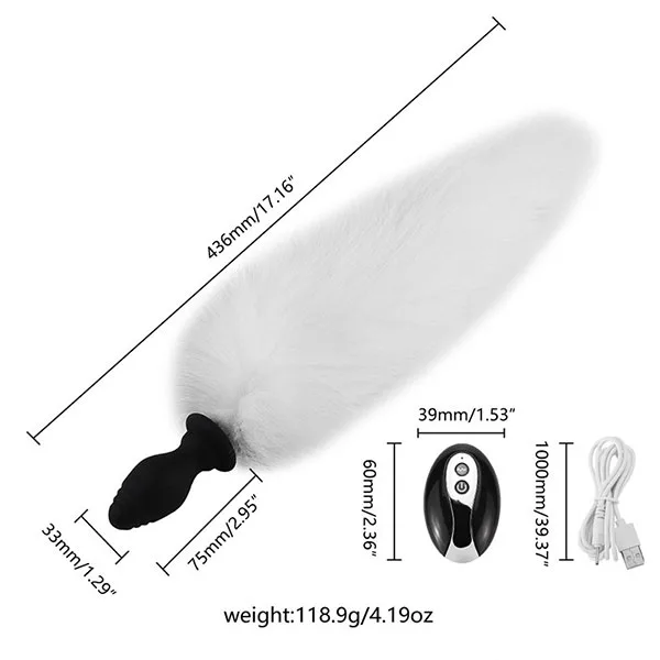 Remote Controlled 10-Mode Silicone Fox Tail Anal Plug — photo 2