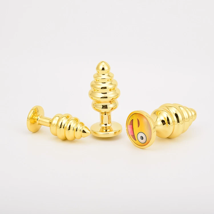 Gold Spiral Stainless Steel Anal Plug Set 3 Sizes Elegant Design — photo 3