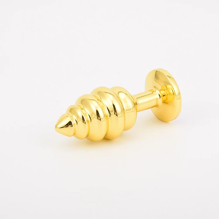Gold Spiral Stainless Steel Anal Plug Set 3 Sizes Elegant Design — photo 5
