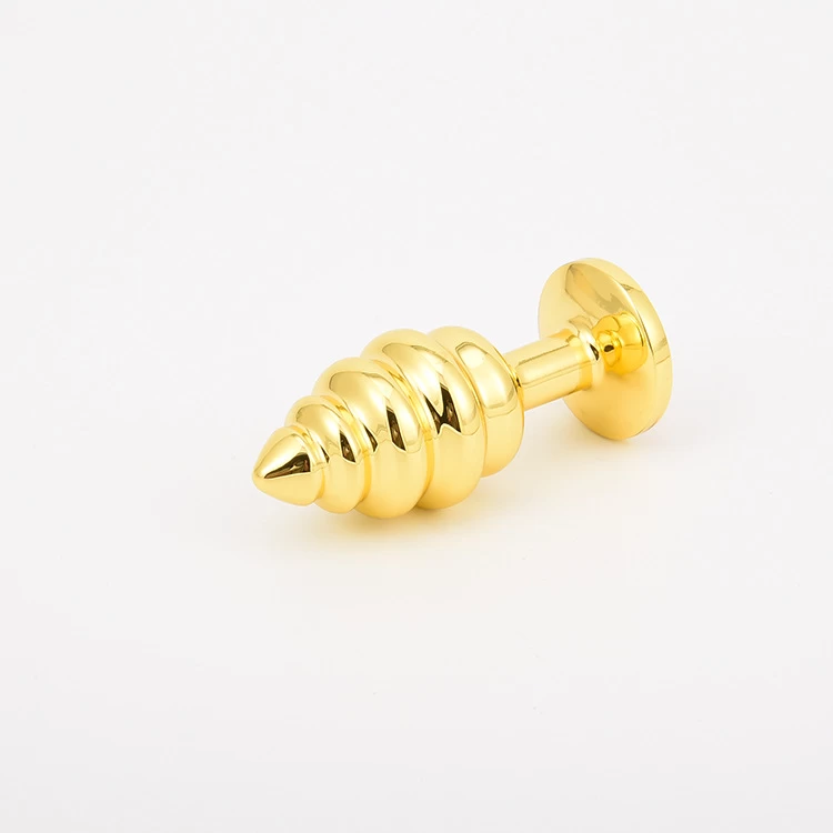 Gold Spiral Stainless Steel Anal Plug Set 3 Sizes Elegant Design — photo 6