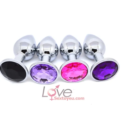 Colorful Stainless Steel Anal Plug Round Gem Sizes — photo 2