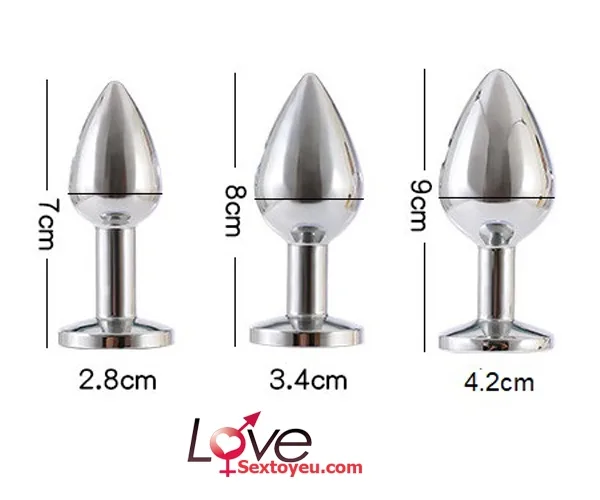 Colorful Stainless Steel Anal Plug Round Gem Sizes — photo 3