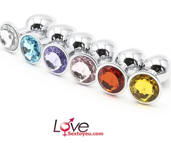 Colorful Stainless Steel Anal Plug Round Gem Sizes — photo 4