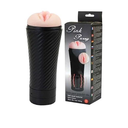 Pink Pussy Vibrating Masturbation Cup 7 Modes Silicone