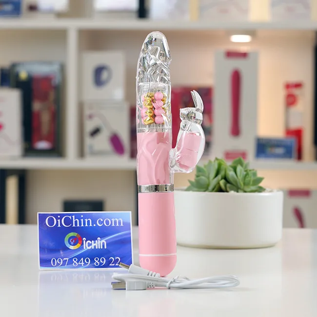 Pink Rabbit Rechargeable Silicone Multi-Speed Rotating Penis — photo 2
