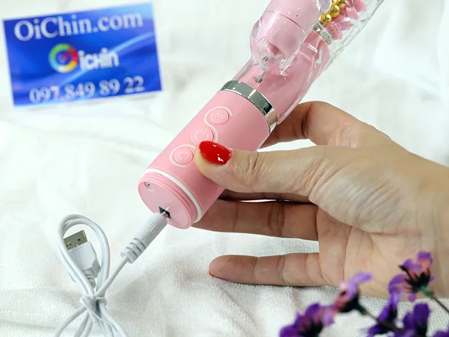 Pink Rabbit Rechargeable Silicone Multi-Speed Rotating Penis — photo 6