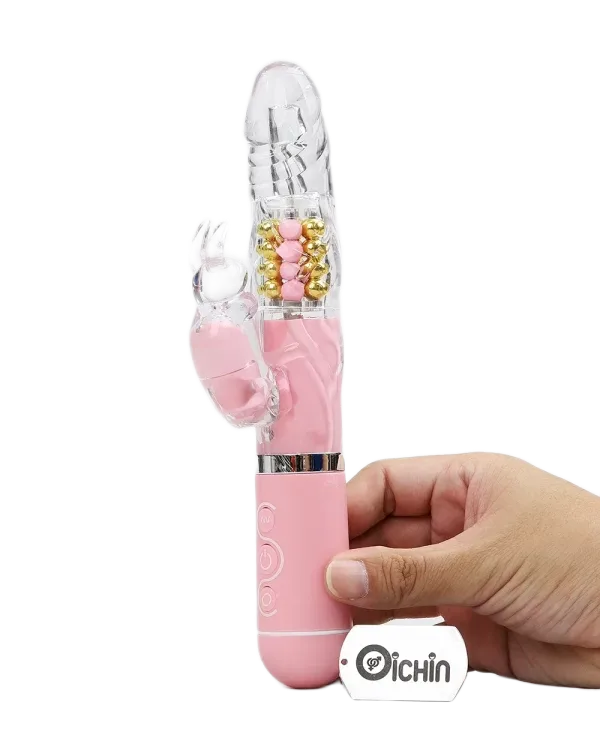 Pink Rabbit Rechargeable Silicone Multi-Speed Rotating Penis