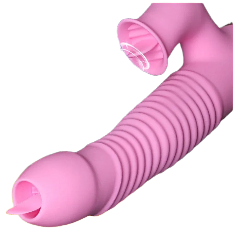 Pleasure Vibrating Tongue Licking Dildo Silicone Pink Soft