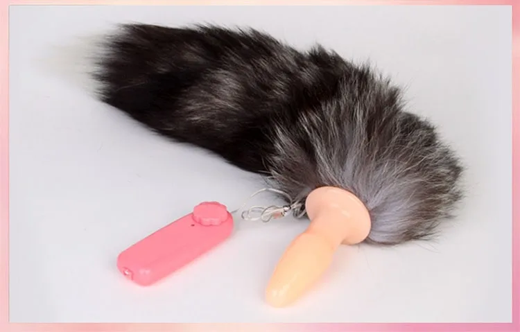 Soft Silicone Fox Tail Anal Plug with Vibration HM05F — photo 3