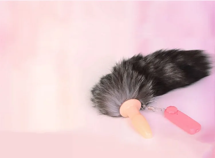 Soft Silicone Fox Tail Anal Plug with Vibration HM05F — photo 6