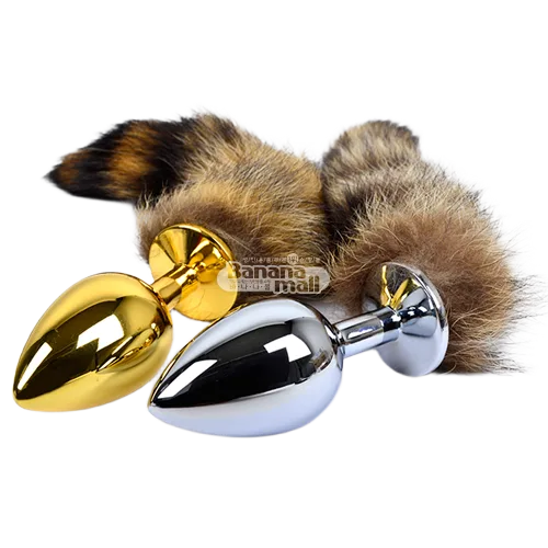 Premium Anal Tail Plug Luxury Metal Plated Fox Fur