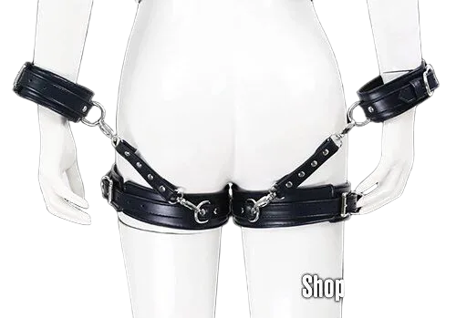 Premium PU Leather BDSM Hand & Thigh Restraint Bondage Set