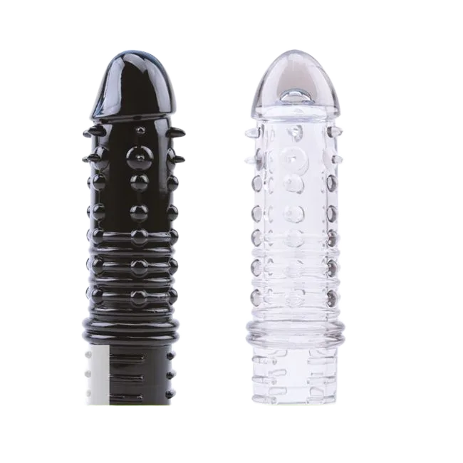 Premium Ribbed Penis Extender Condom No Head Soft Silicone Textured