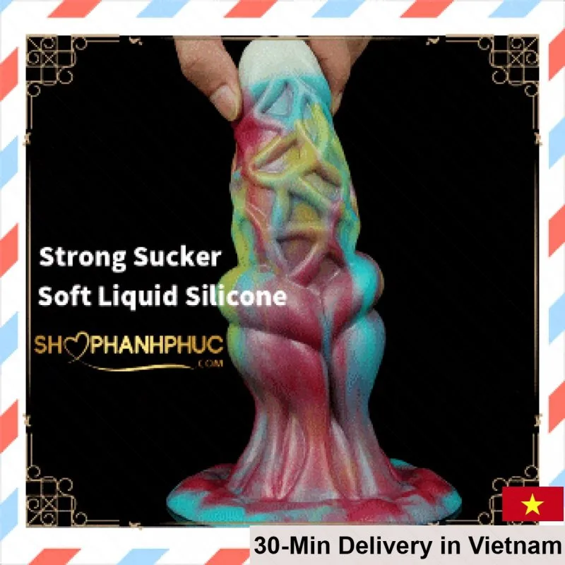 Premium Super Ribbed Red Blue Silicone Cock Sleeve