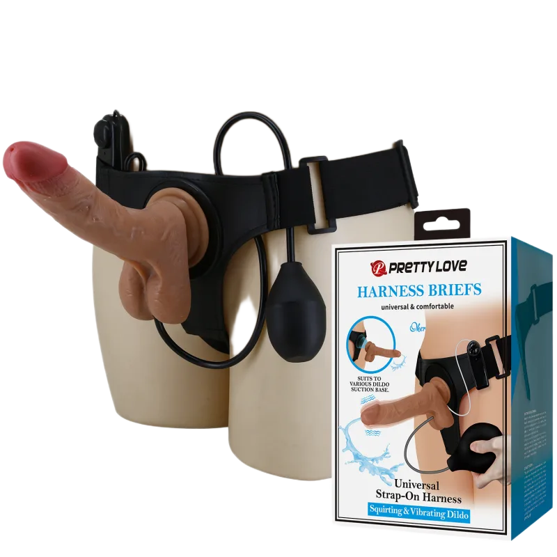 Pretty Love 3in1 Vibrating Ejaculation Strap-On Harness Realistic