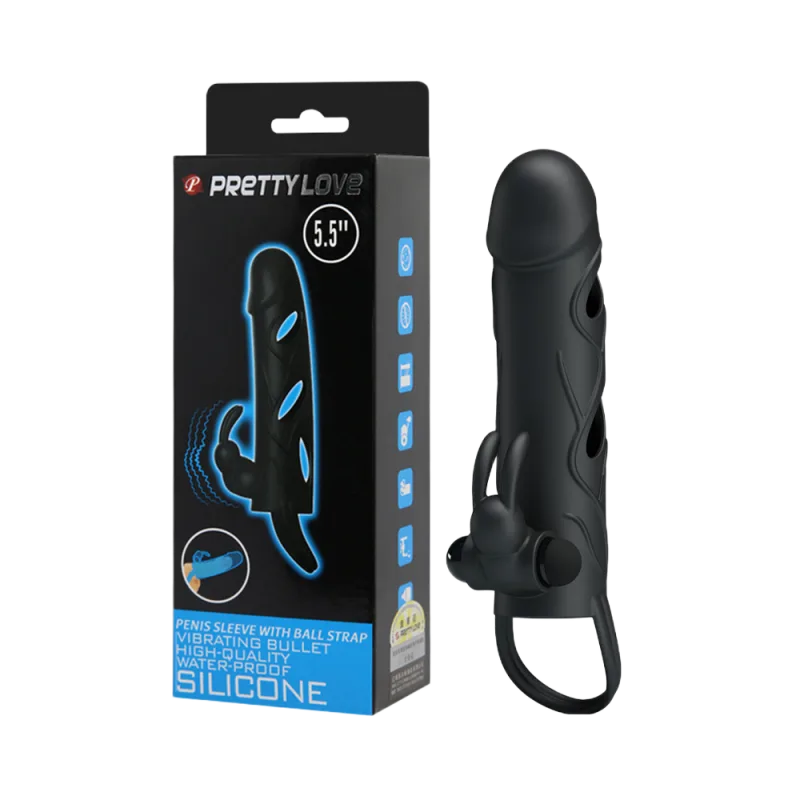 Pretty Love 5.5 Inch Realistic Ribbed Vibrating Penis Sleeve