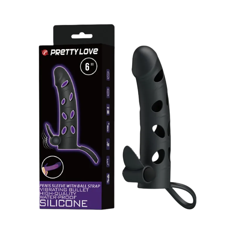 Pretty Love 6 Inch Vibrating Penis Sleeve Soft Silicone