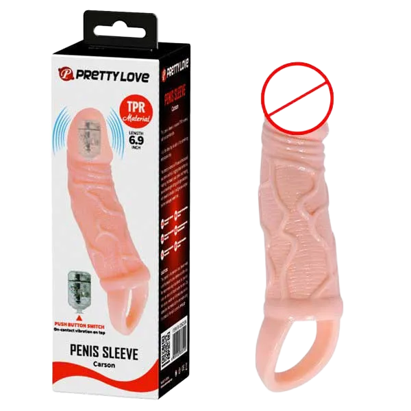 Pretty Love 6.9” Vibrating Silicone Cock Sleeve with Strap