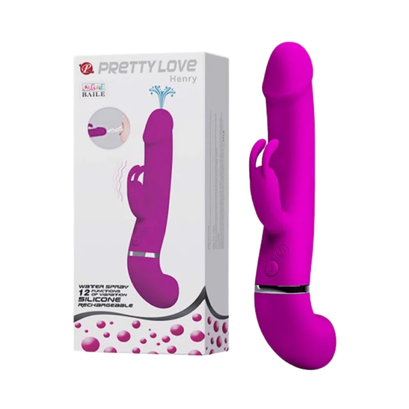 Pretty Love Henry Water Spray Dildo 12 Vibration Modes Soft Silicone